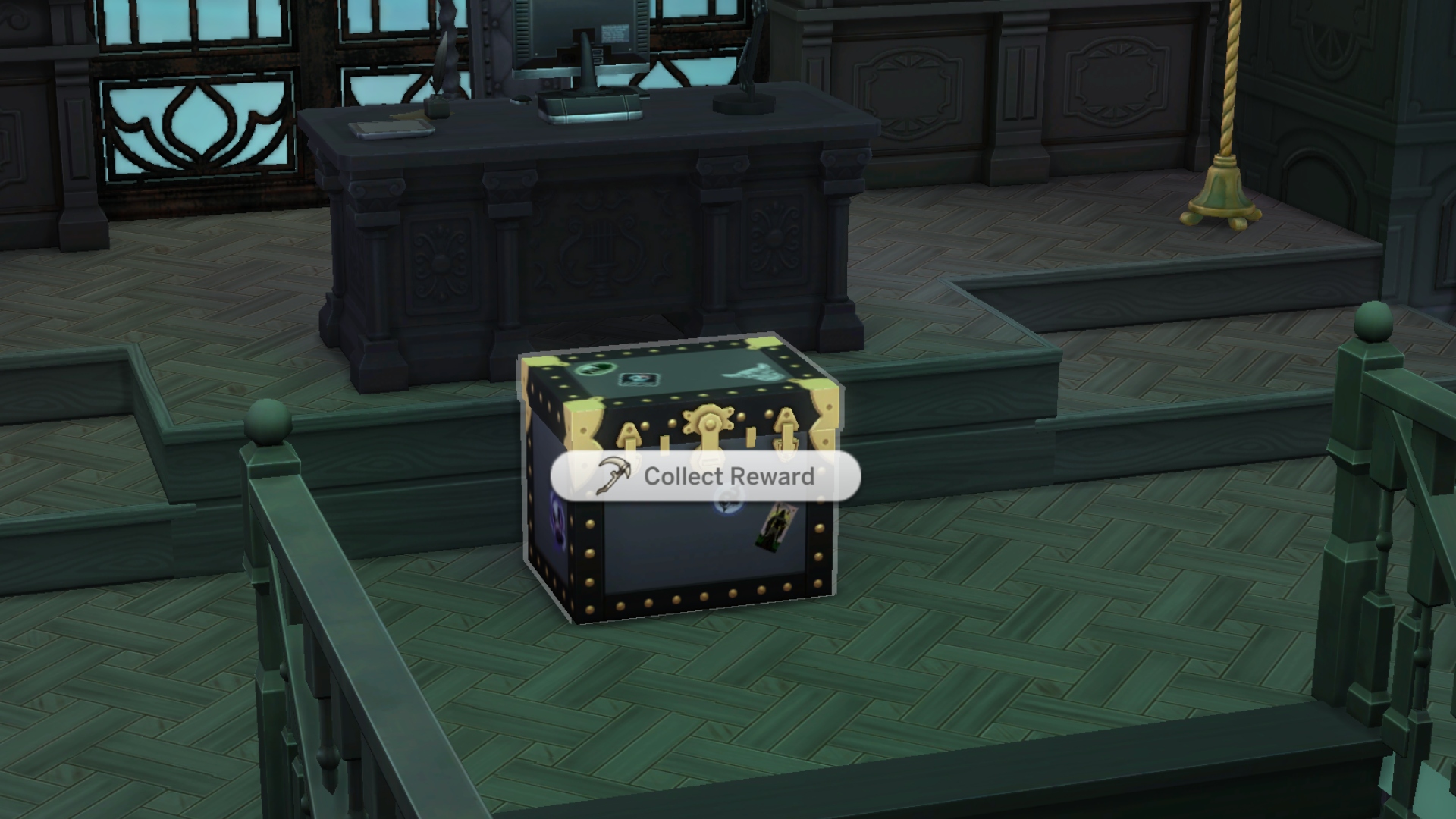 Grim's mystery reward box for meeting your weekly souls quota in The Sims 4