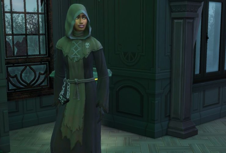 A Sim in a Reaper uniform in The Sims 4 Life and Death