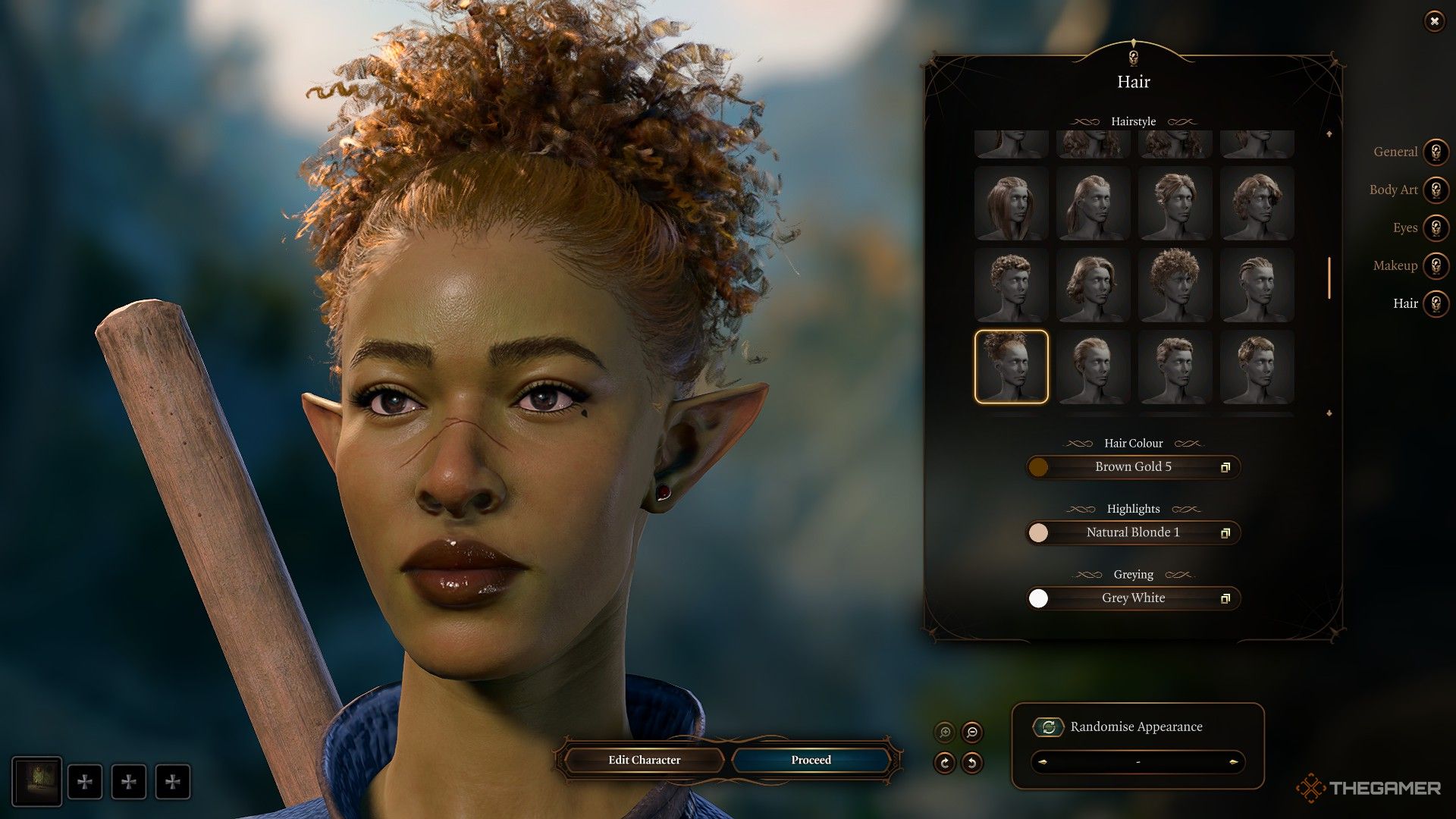 A green elf in the character creation screen of Baldur's Gate 3.