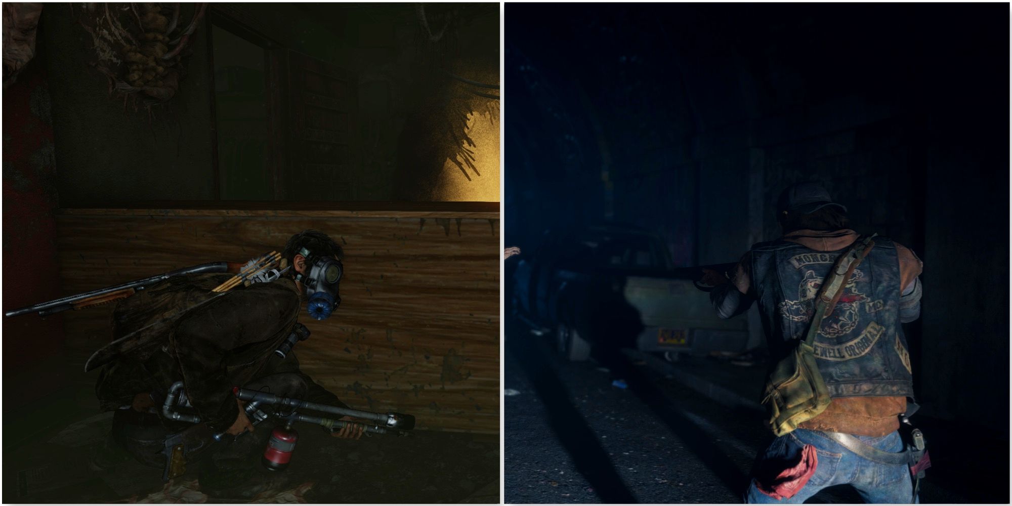 Shooting enemies in The Last of Us and Shooting enemies in Days Gone