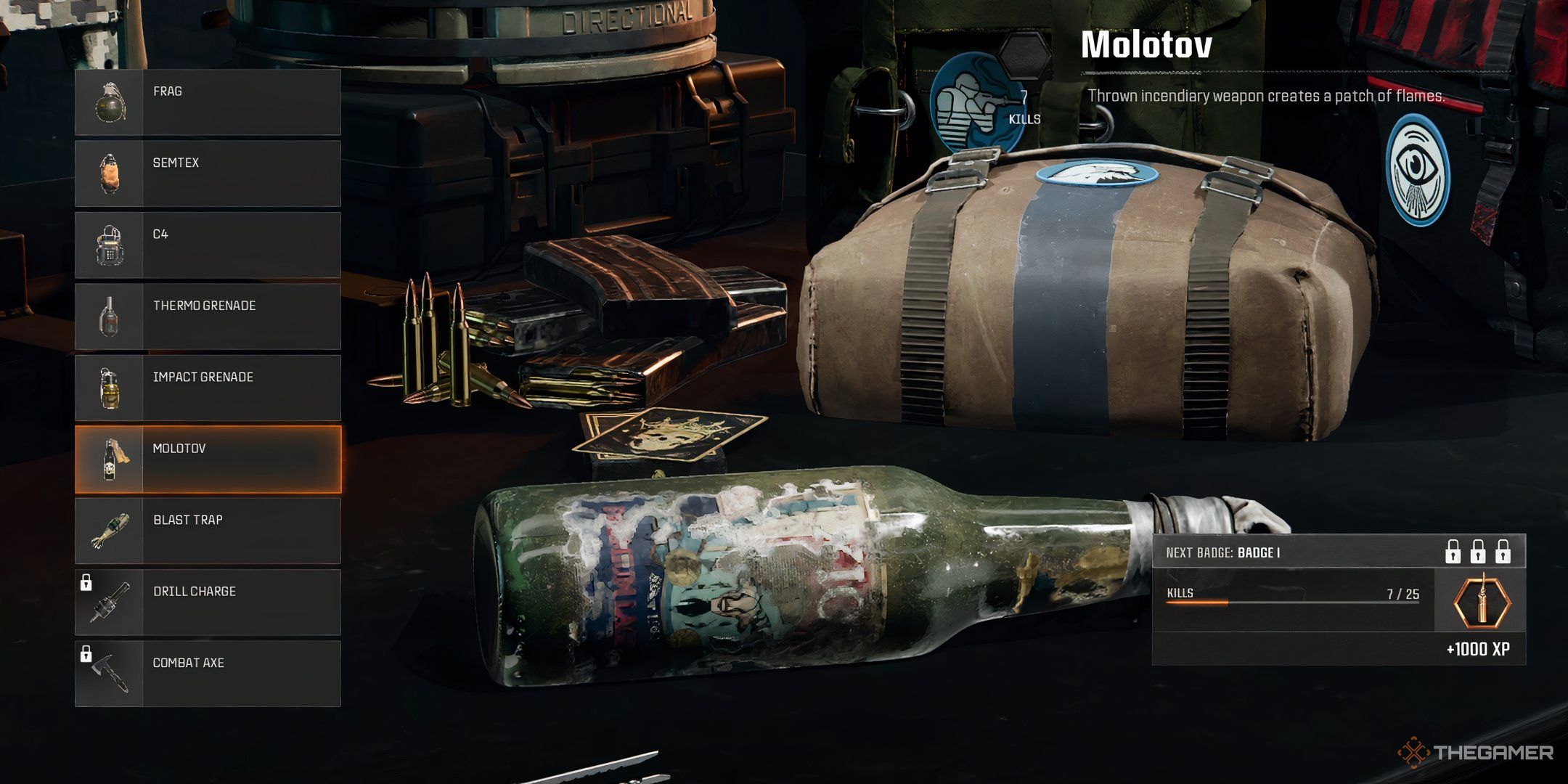 Showcasing the Molotov in Call of Duty: Black Ops 6's Lethal Equipment Menu.