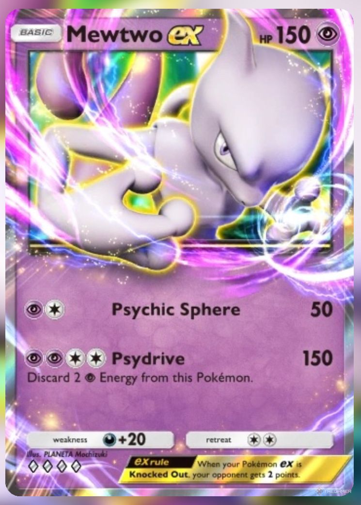 The Mewtwo EX from Pokemon Trading Card Game Pocket.