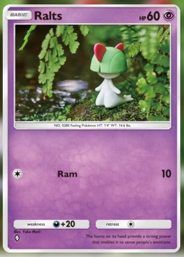 The Ralts from Genetic Apex In The Pokemon Trading Card Game Pocket.