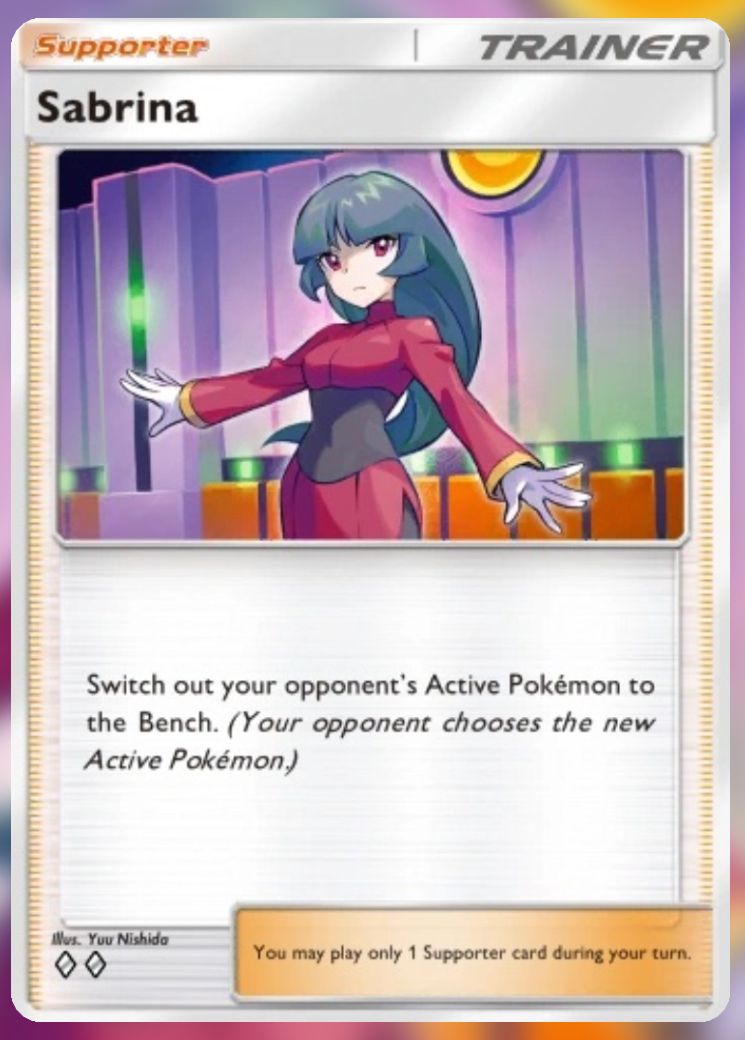 Sabrina from Genetic Apex in Pokemon Trading Card Game Pocket.