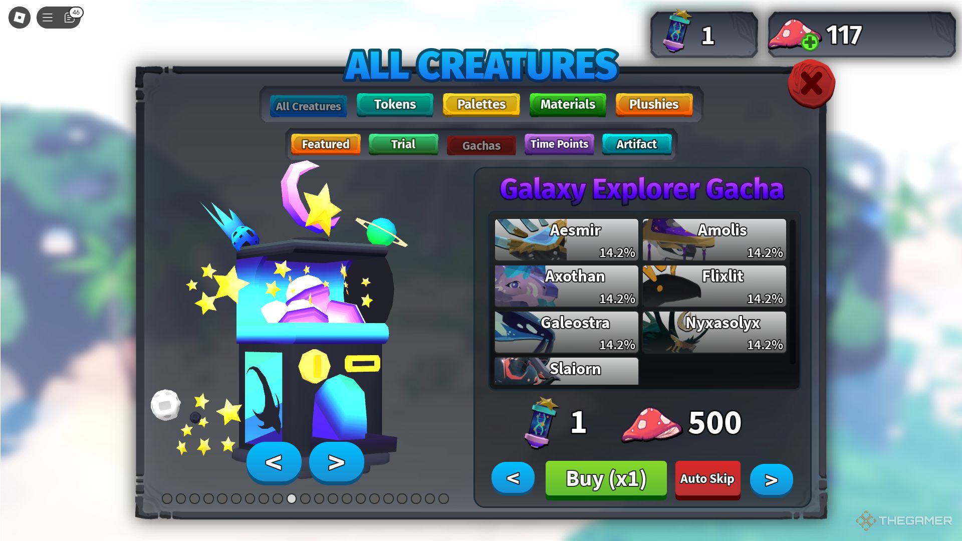 The Galaxy Explorer Gacha in Creatures of Sonaria on Roblox.