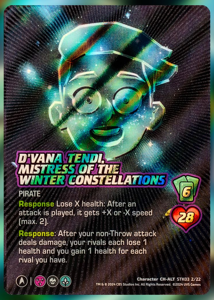 D'Vana Tendi, Mistress of the Winter Constellations alt-foil UniVersus Card.