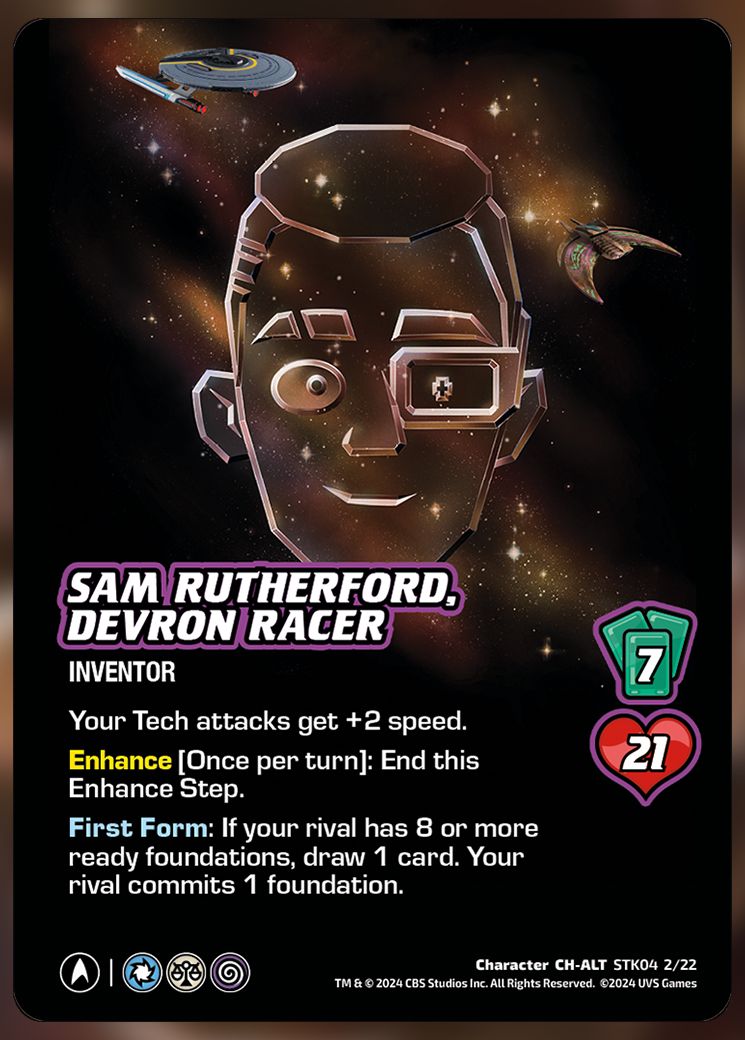 Sam Rutherfood, Devron Racer alt UniVersus Card.