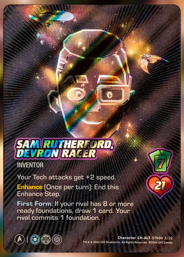 Sam Rutherford, Devron Racer alt-foil UniVersus Card.