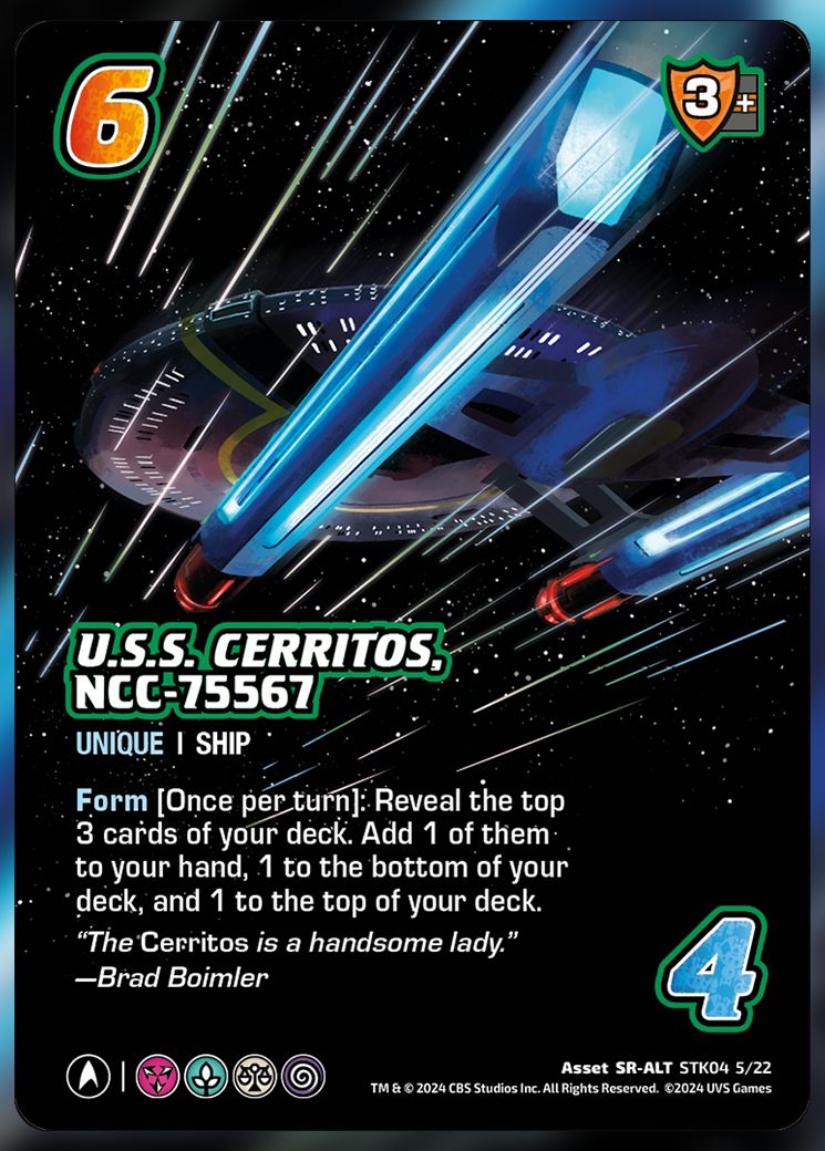 USS Cerritos, NCC-75567 alt-art UniVersus Card.