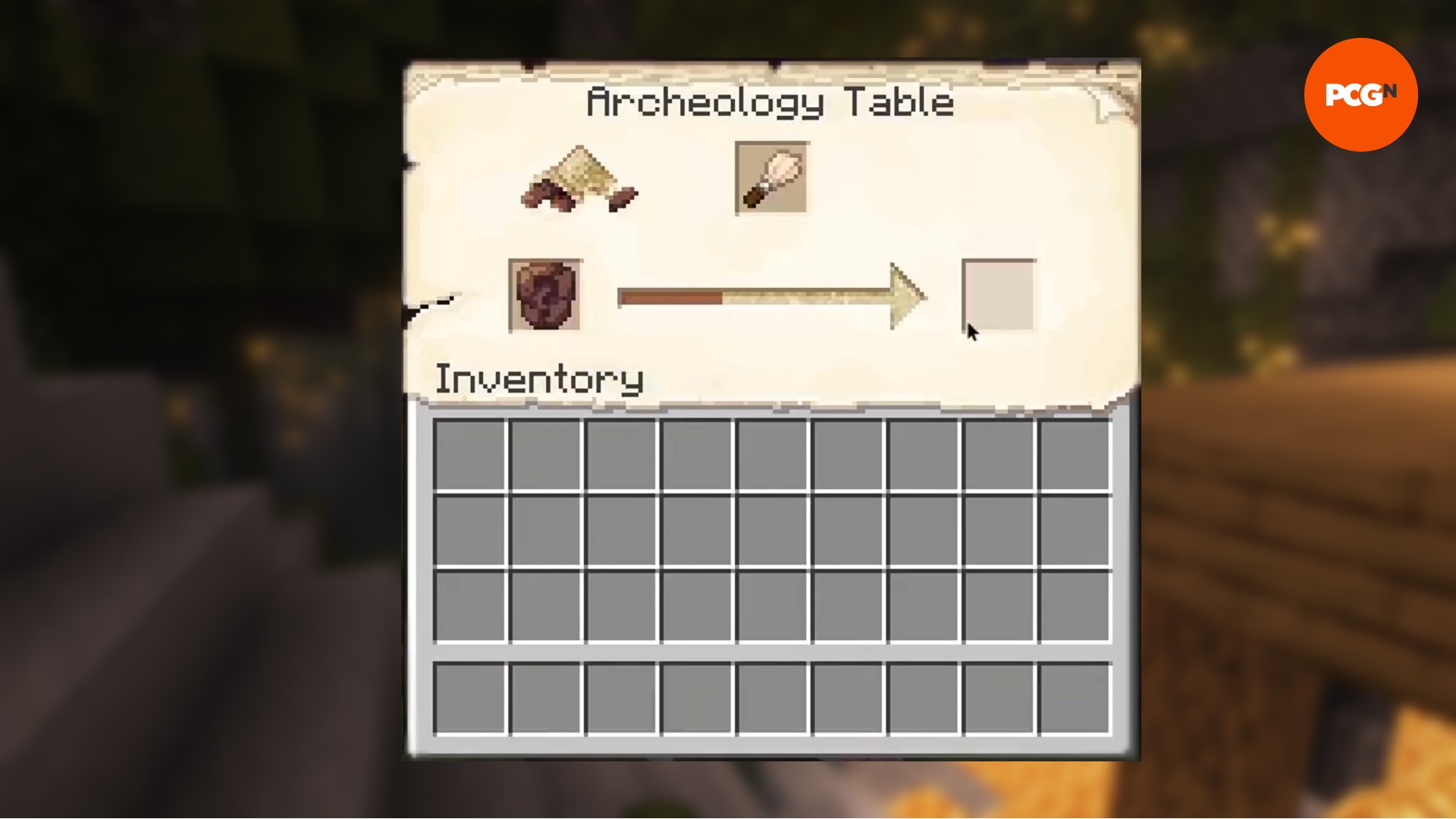 The archeology table UI from Better Archeology, one of the best Minecraft mods. 