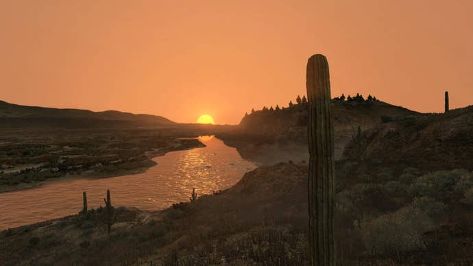 A sunset in Red Dead Redemption.