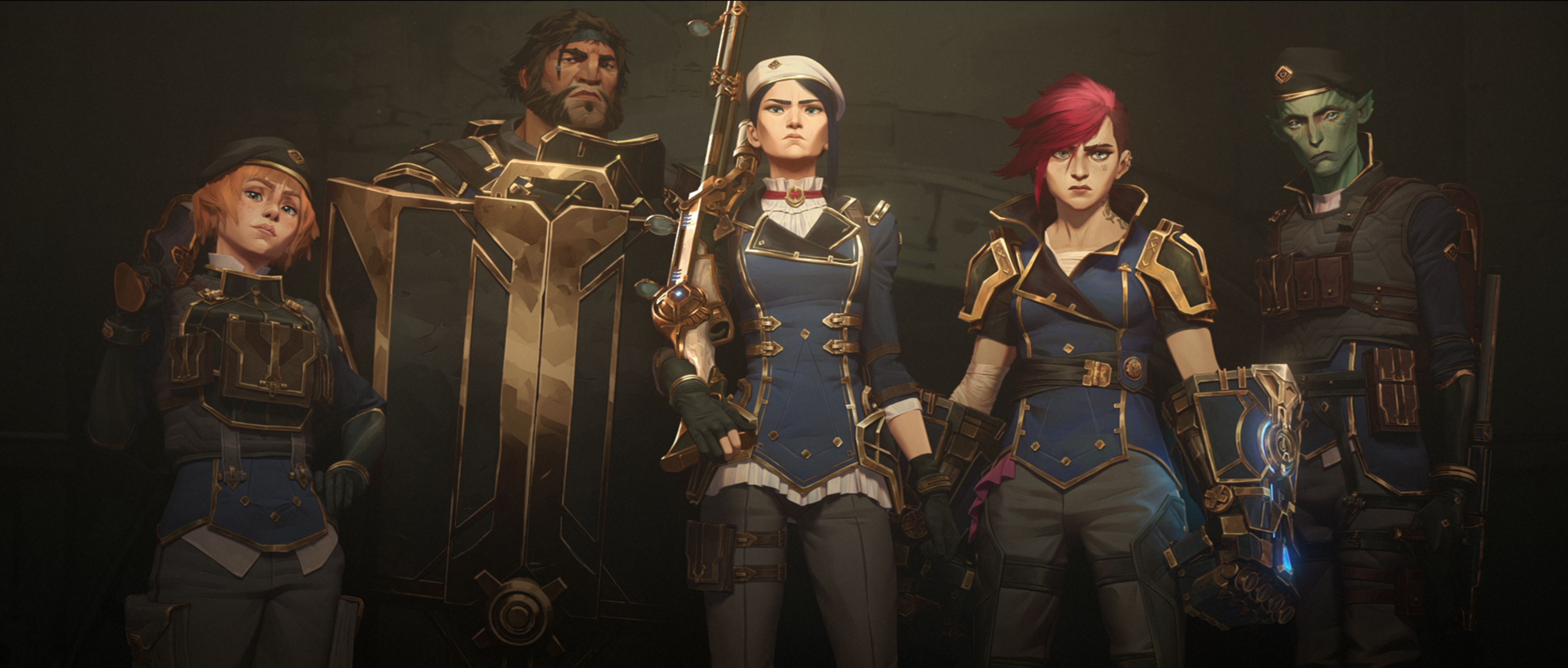 Vi and Caitlyn with the other enforcers in Arcane season 2. 