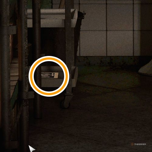 An orange circle shows the location of a Miss Terry collectible item in Chicken Police - Into The Hive