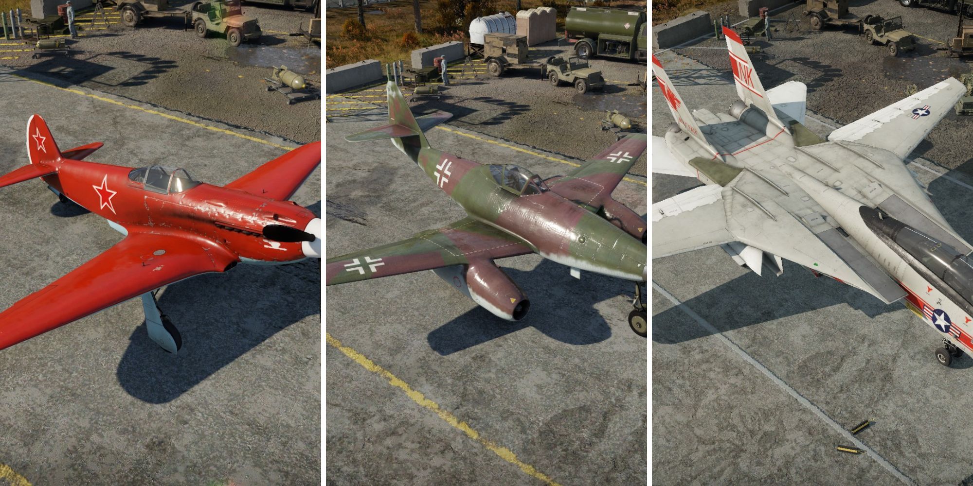 A feature image of three different planes from War Thunder.