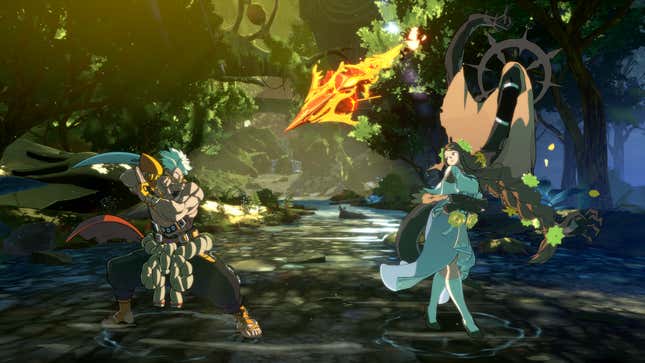 Queen Dizzy attacks a foe with a flame-based attack.