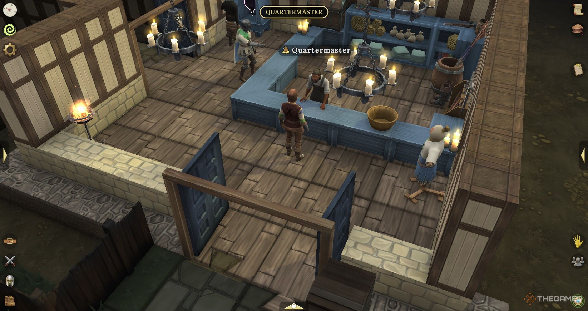 A player in the Quartermaster shop in Brighter Shores.