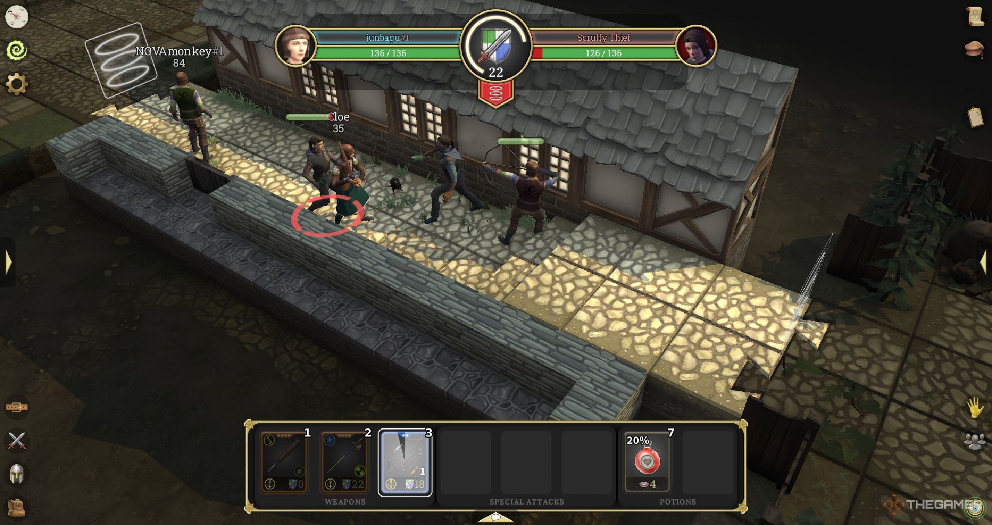 A player fighting a thief.