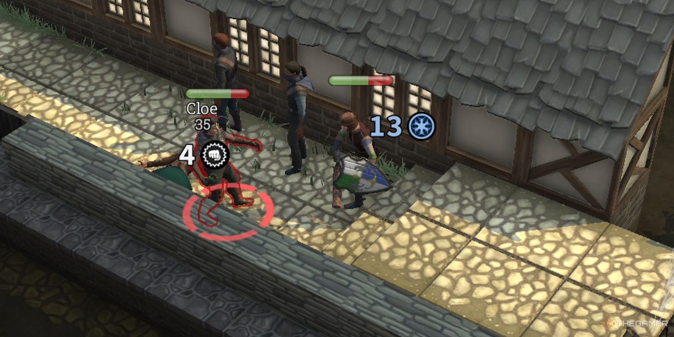 A player engaging in combat with a thief in brighter shores.