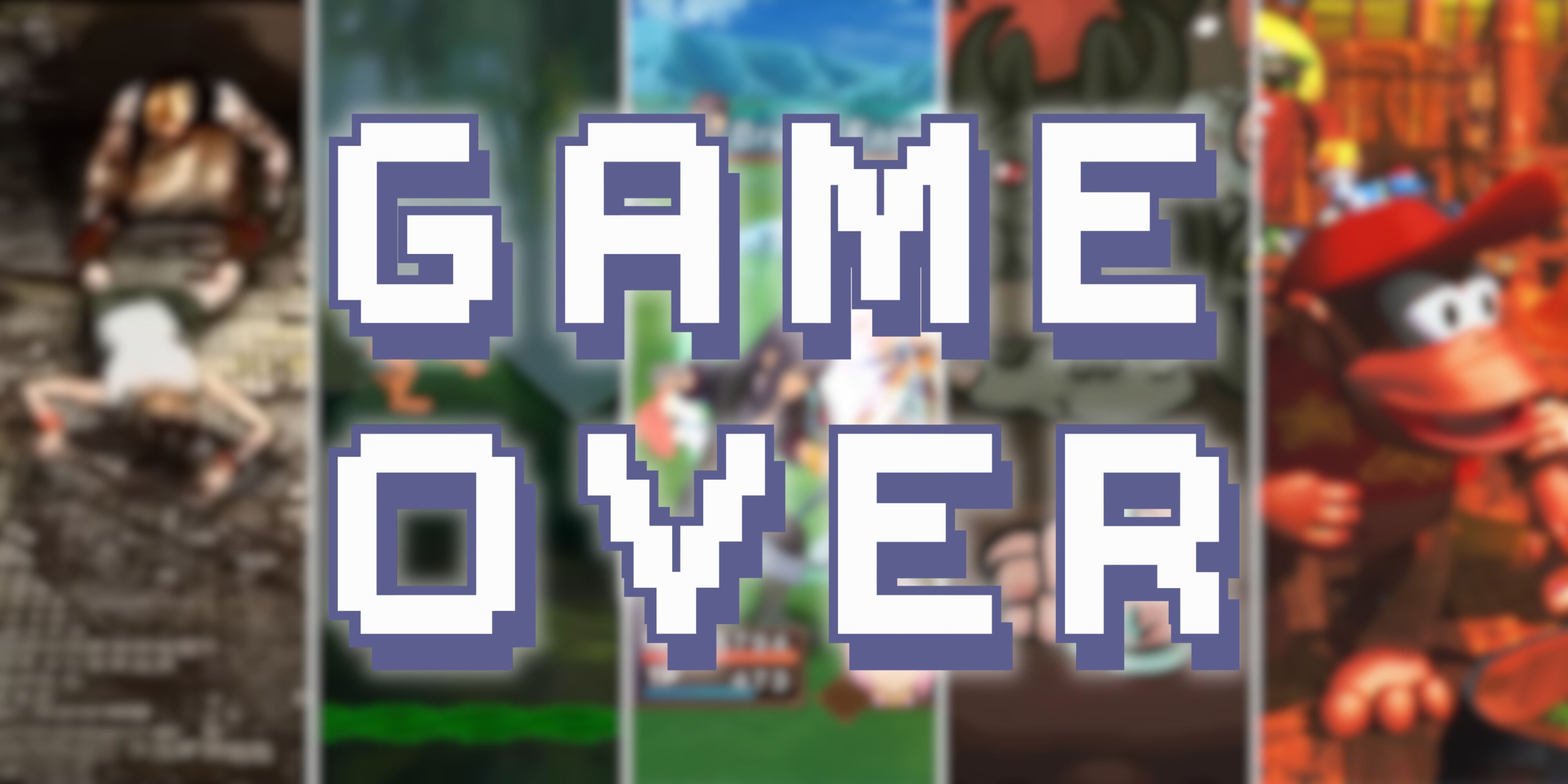 Game Over text is overlaid over screenshots of Silent Hill 3, Tarzan, Tales of Vesperia, The Binding of Isaac, and Donkey Kong Country 2.