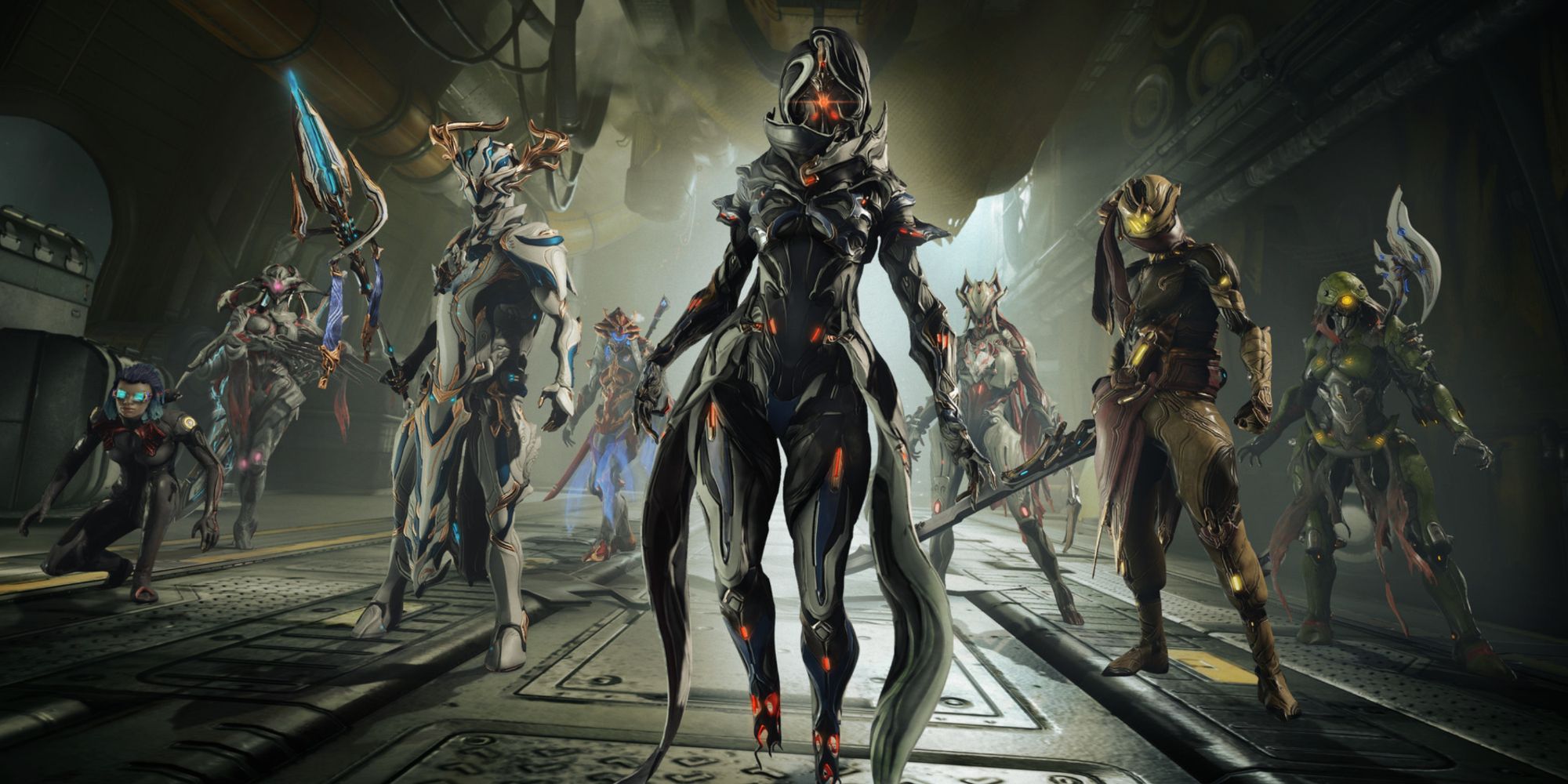 A variety of eight different frames in Warframe.