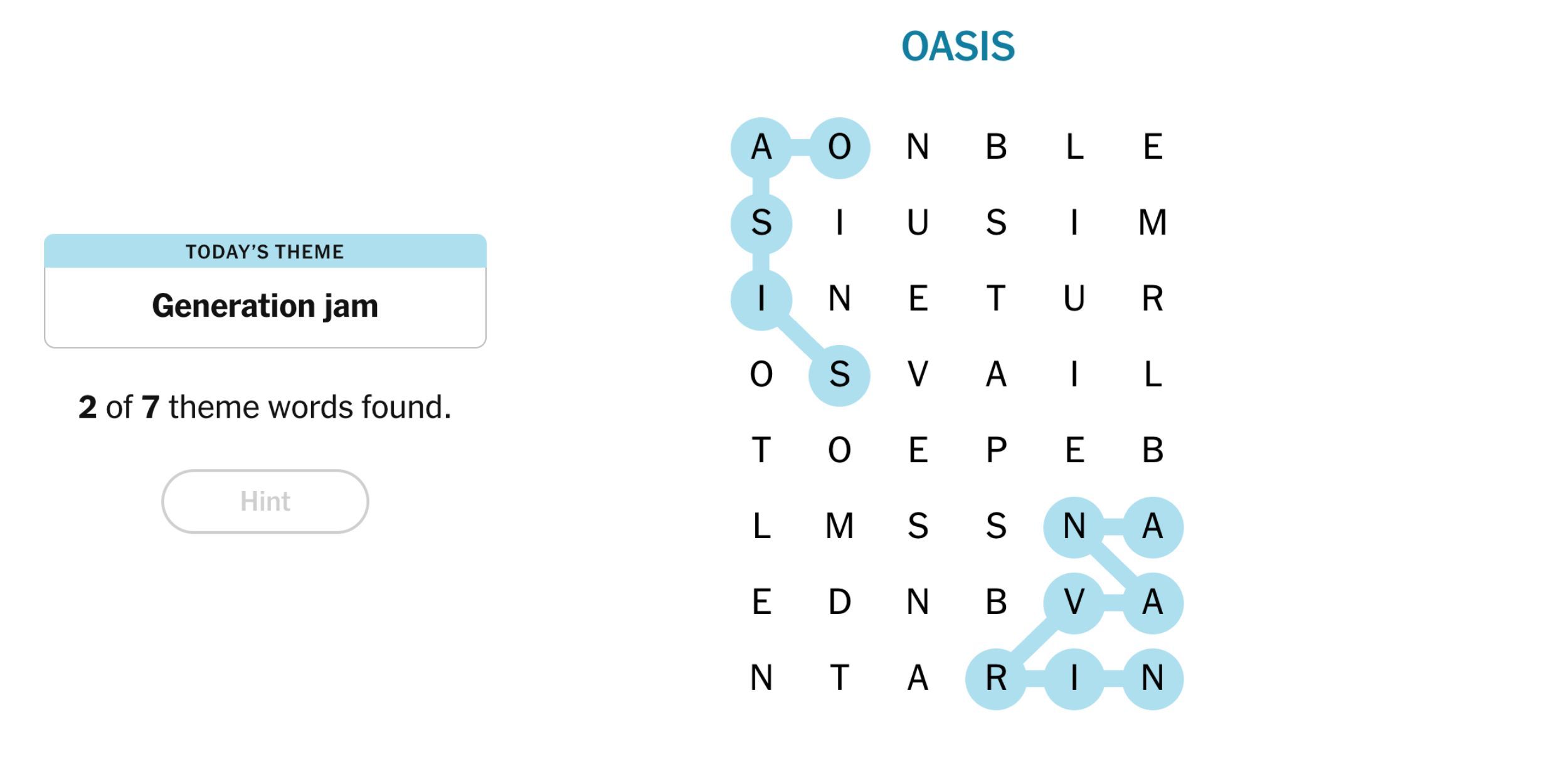 The NYT Games Strands oasis