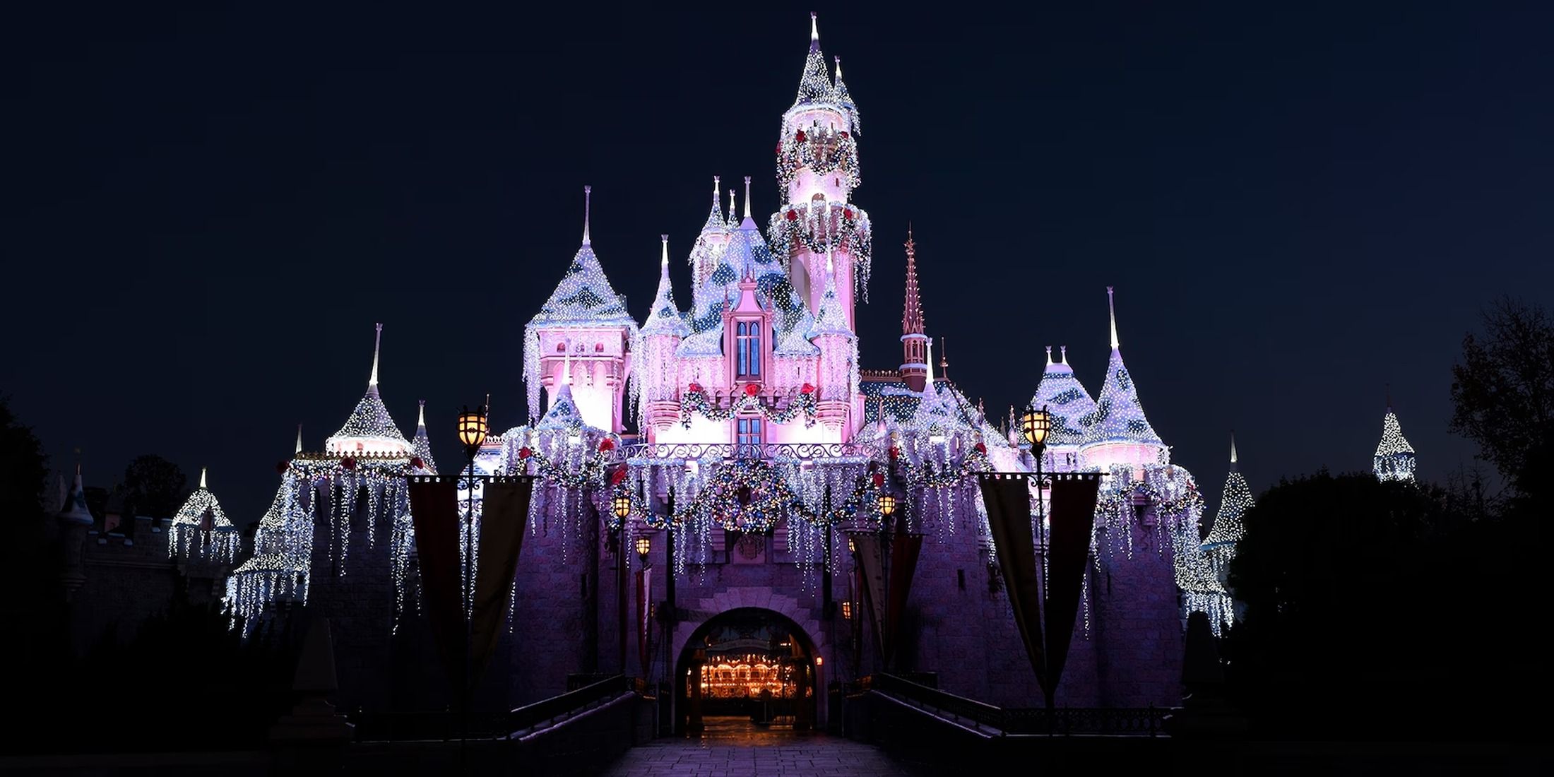 The Sleeping Beauty Castle at Disneyland transforms for the Christmas season each year.