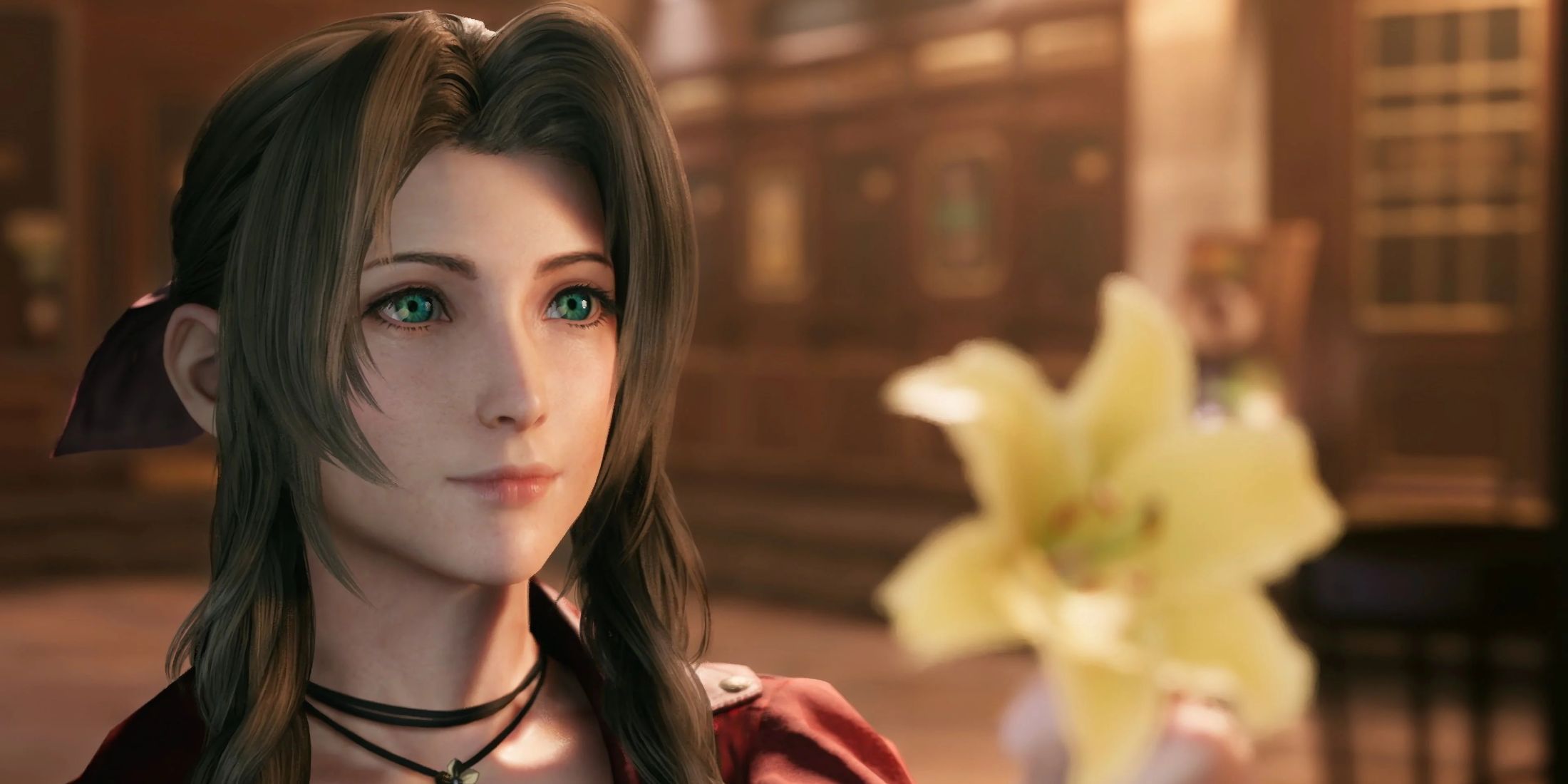 An image of Aerith in Final Fantasty VII remake