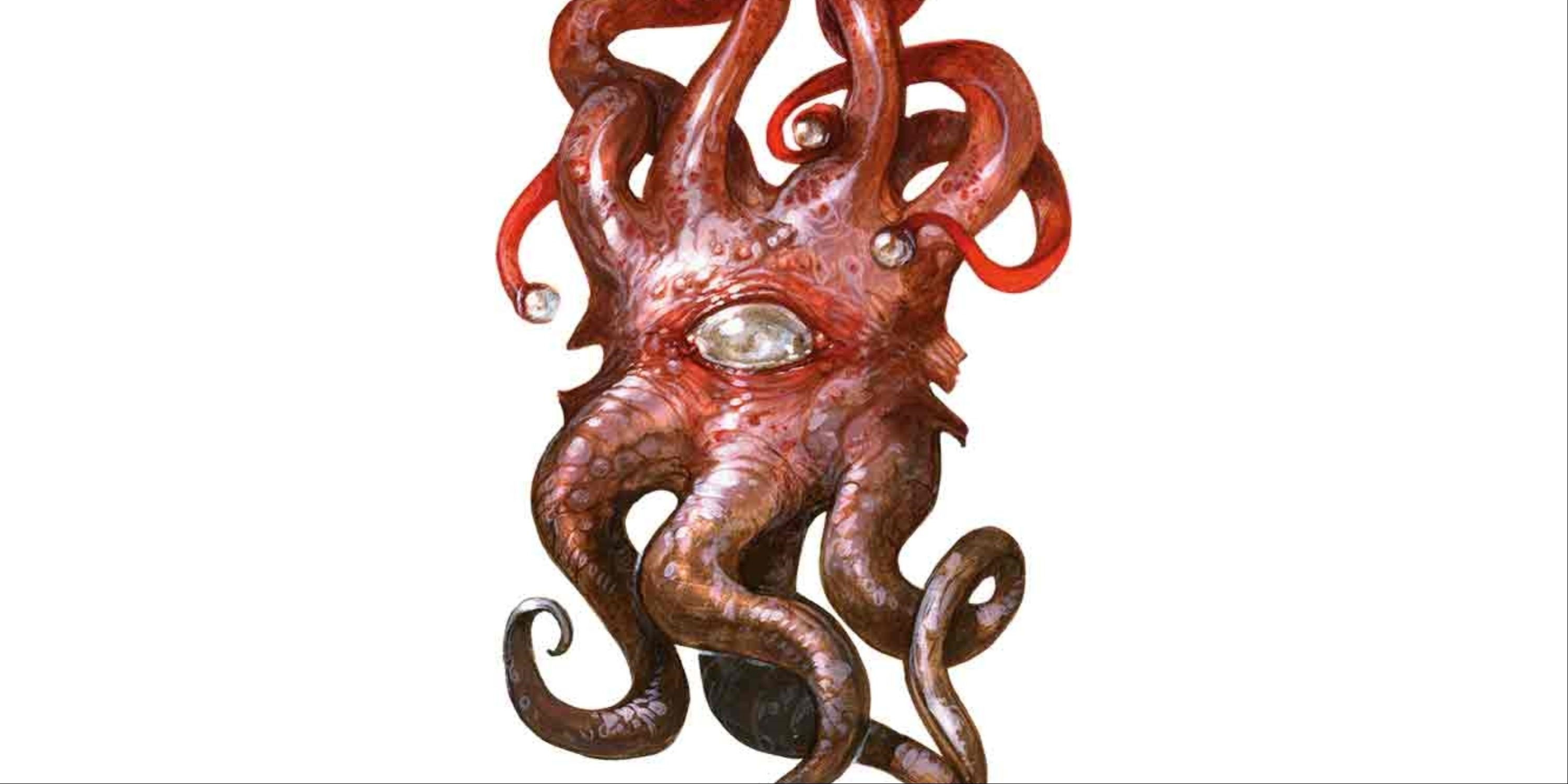 A creature consisting of a central body with one milky eye in the middle, and tentacles sprouting off from the body that end in eyes.