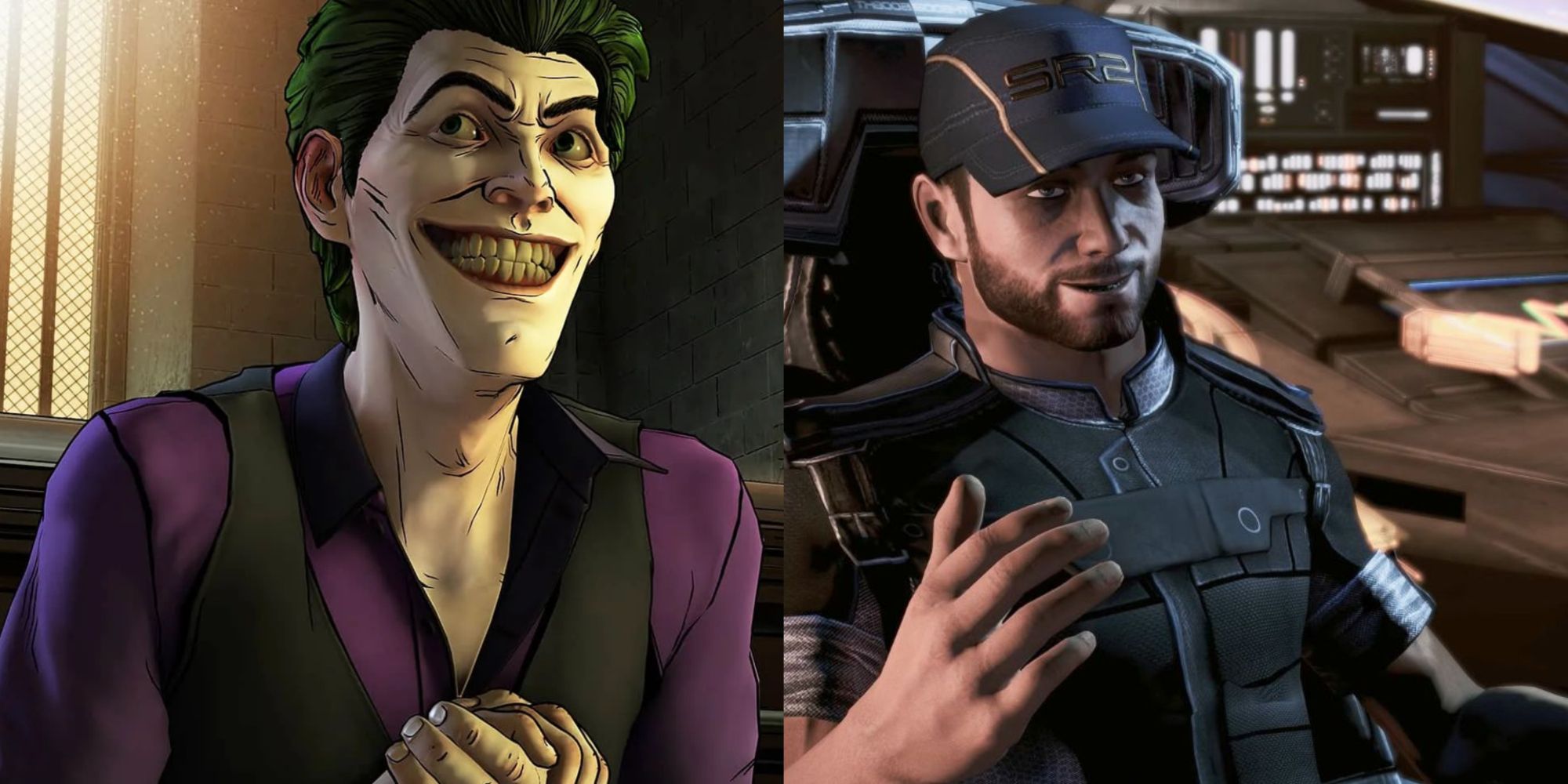 Best Jokers In Gaming Featured Split Image Batman Enemy Within and Mass Effect