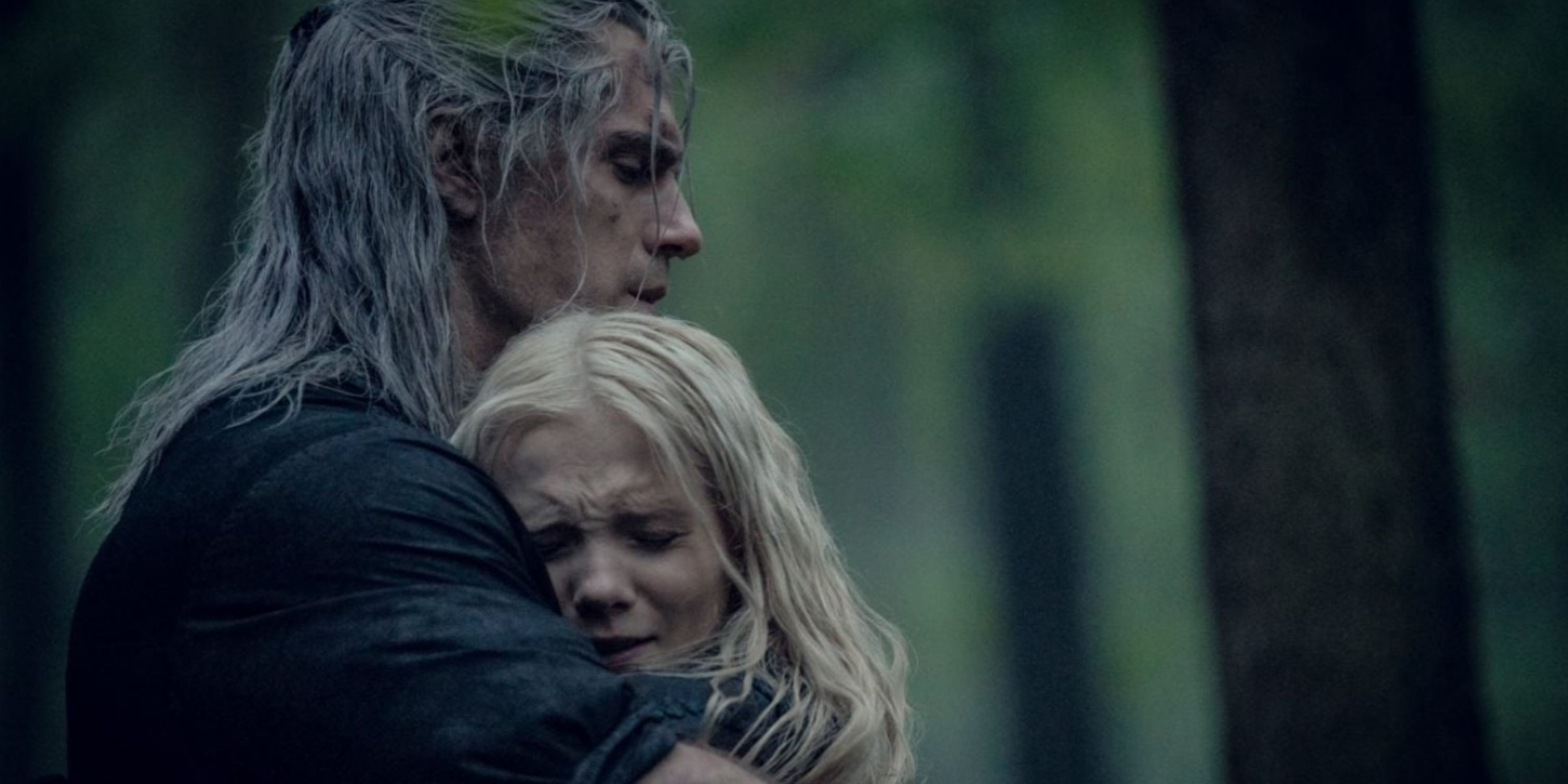 Geralt and Ciri hugging in The Witcher