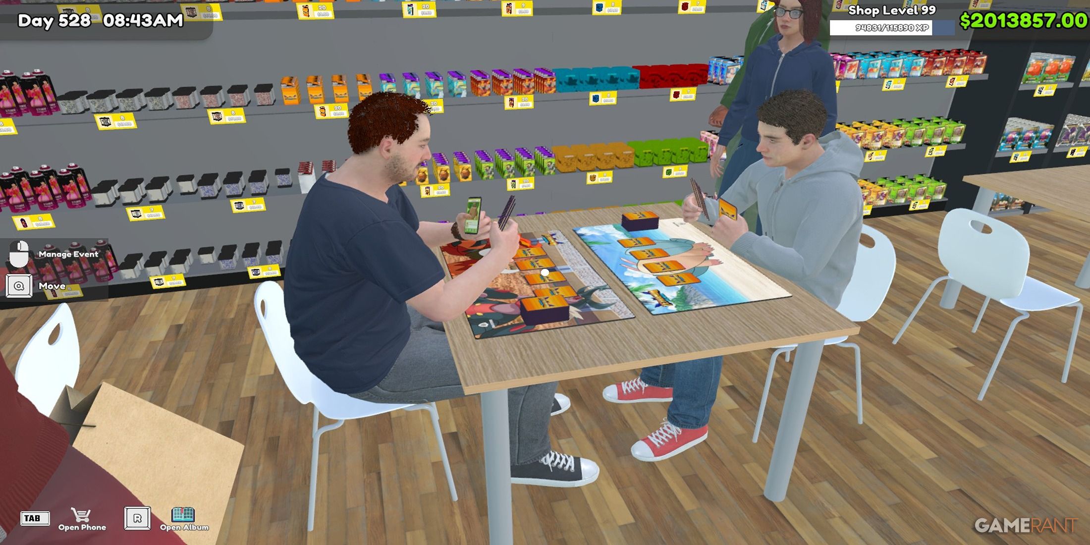 Customers Using the Card Tables In TCG Card Shop Simulator