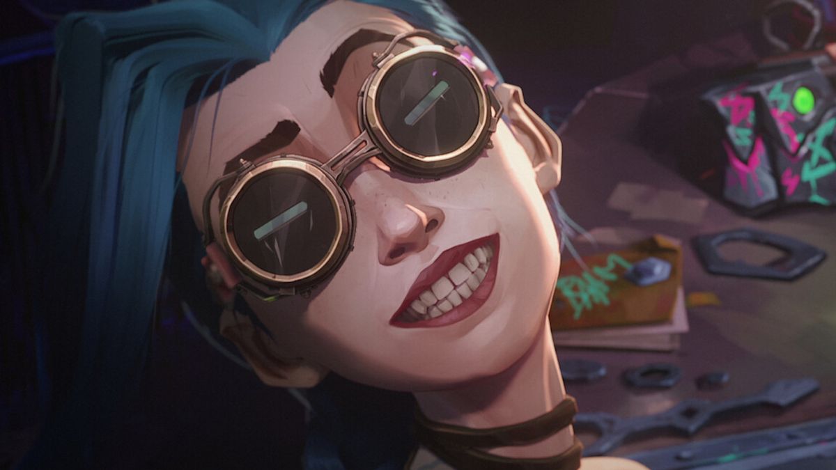 Jinx smiling during the Netflix animated series Arcane.