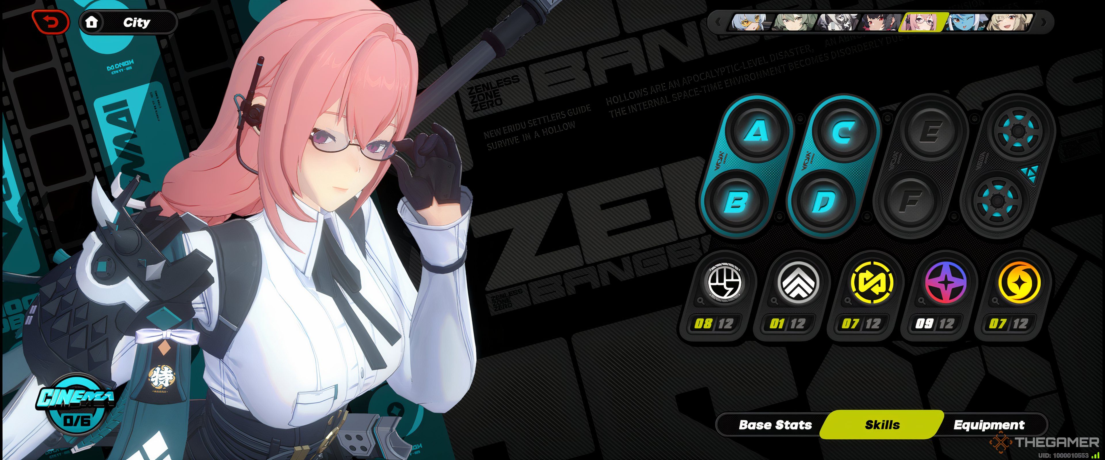 The skill upgrade menu screen for Tsukishiro Yanagi in Zenless Zone Zero