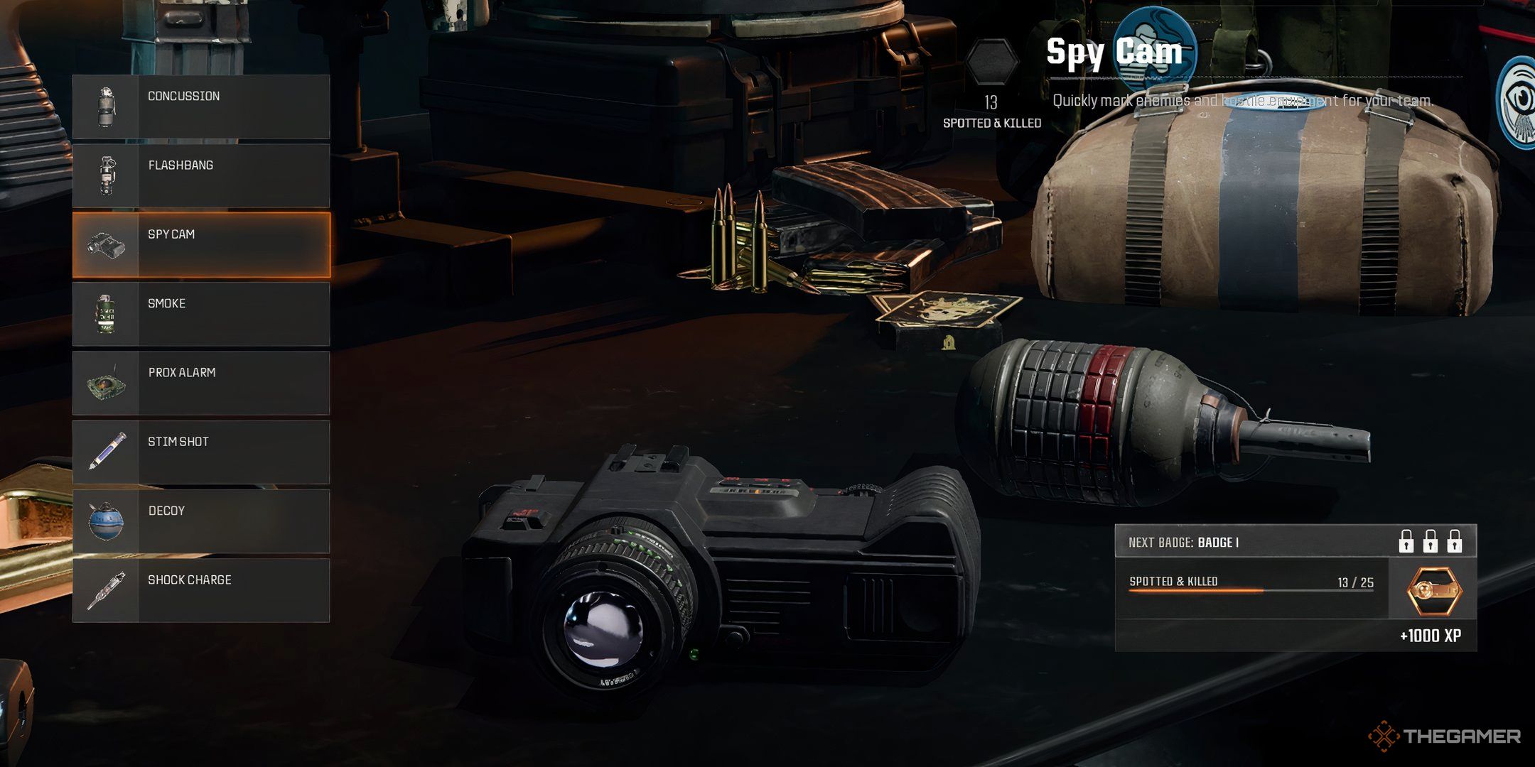 Showcasing the Spy Cam in Call of Duty: Black Ops 6's Loadout Menu.