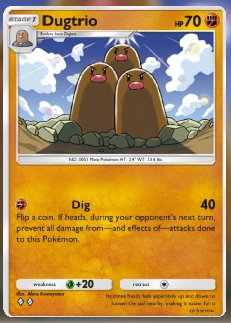 The Dugtrio from Pokemon Trading Card Game Pocket.