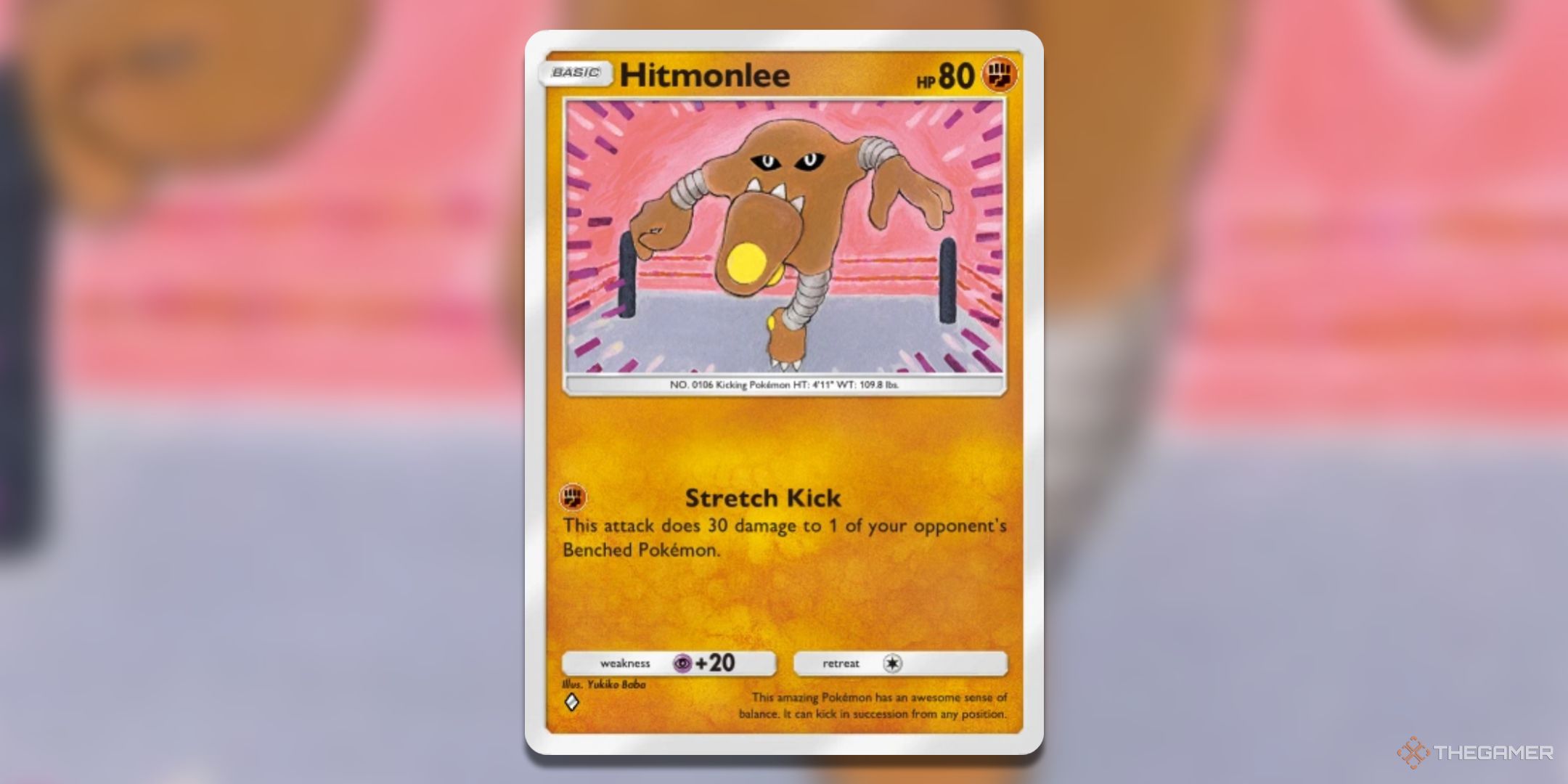 Hitmonlee Pokemon TCG Pocket Card Art.