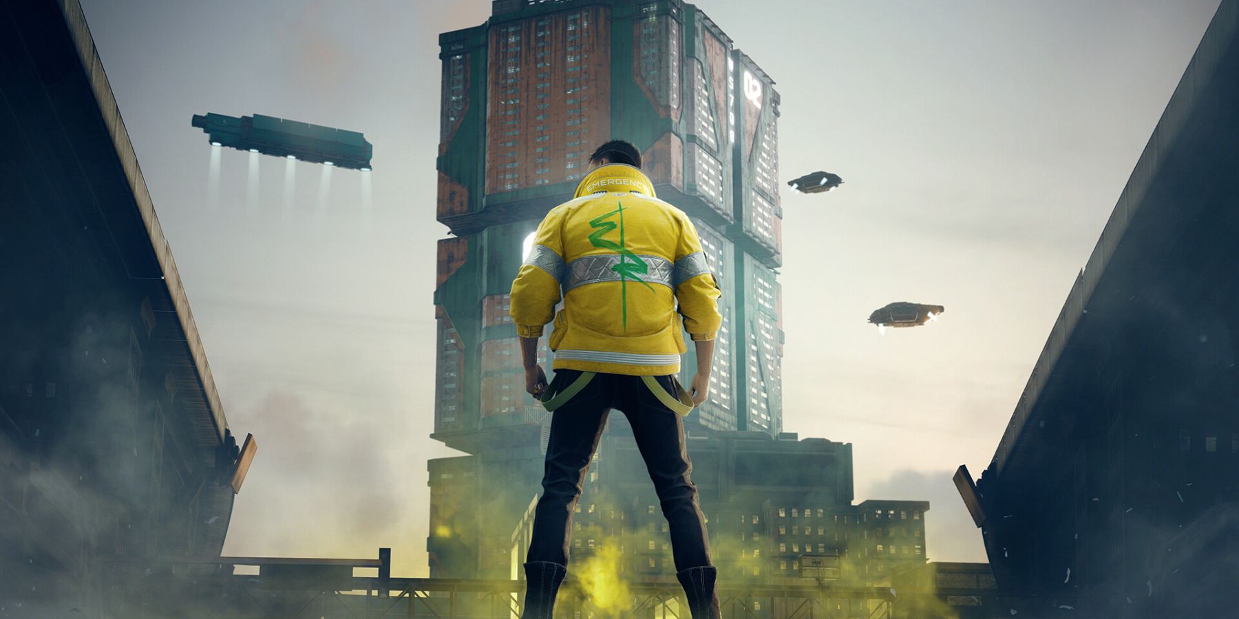 v-in-a-yellow-jacket-facing-a-tall-building-with-flying-cars-around-in-cyberpunk-2077.jpg