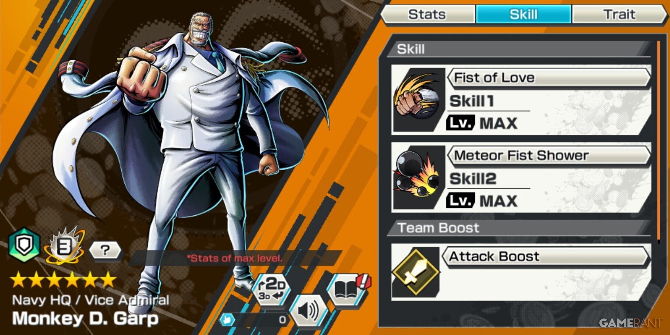 One Piece Bounty Rush Supporter Monkey D Garp