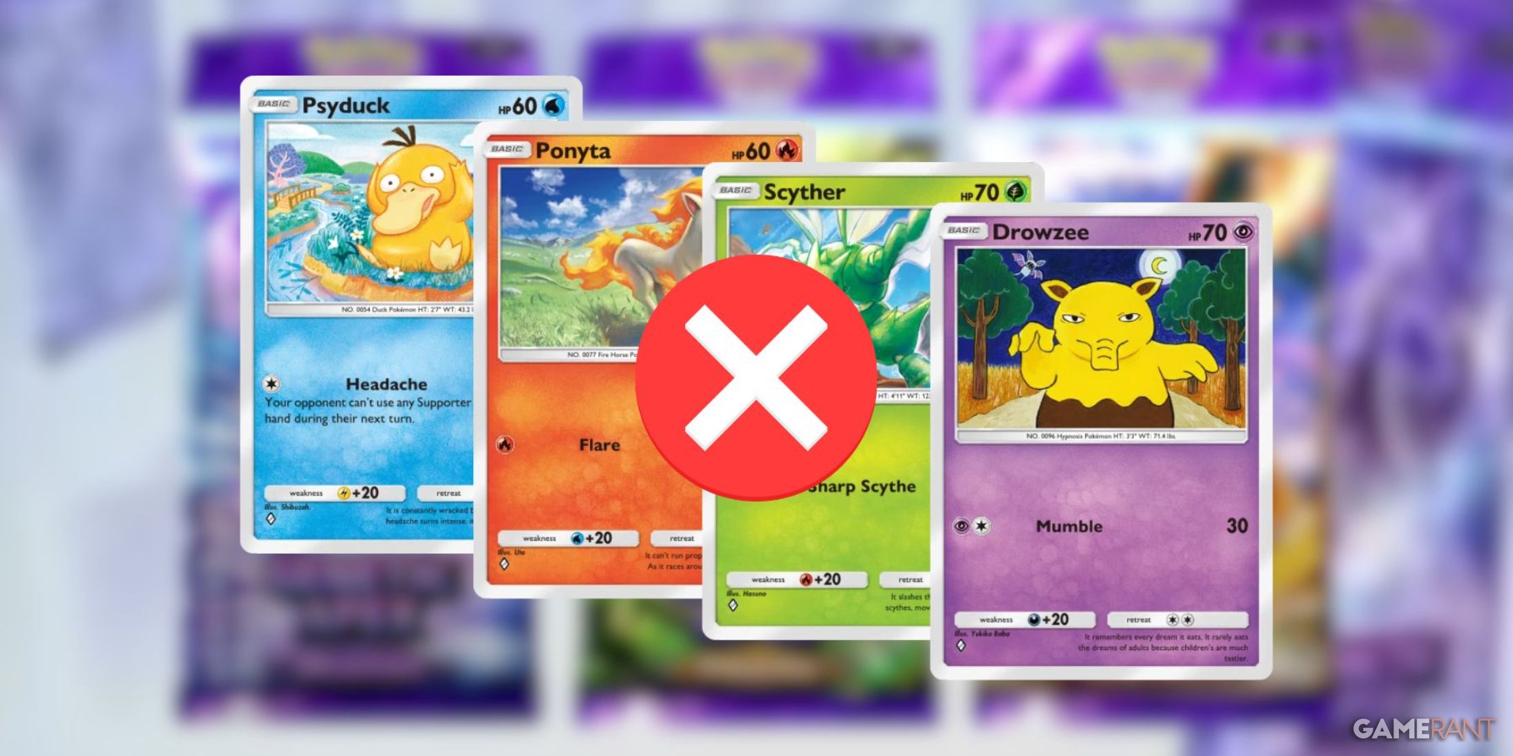 Psyduck, Ponyta, Scyther and Drowzee in Pokémon TCG Pocket