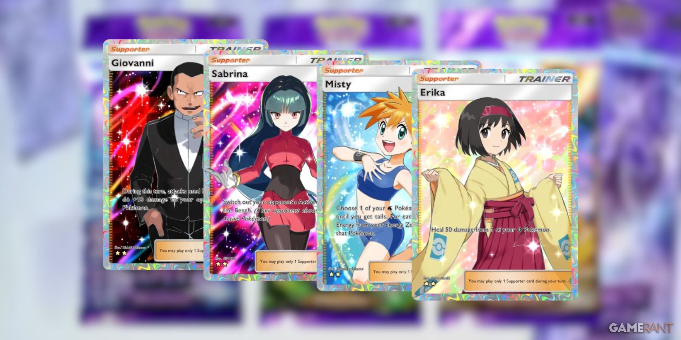 Giovanni, Sabrina, Misty and Erika in Pokémon TCG Pocket