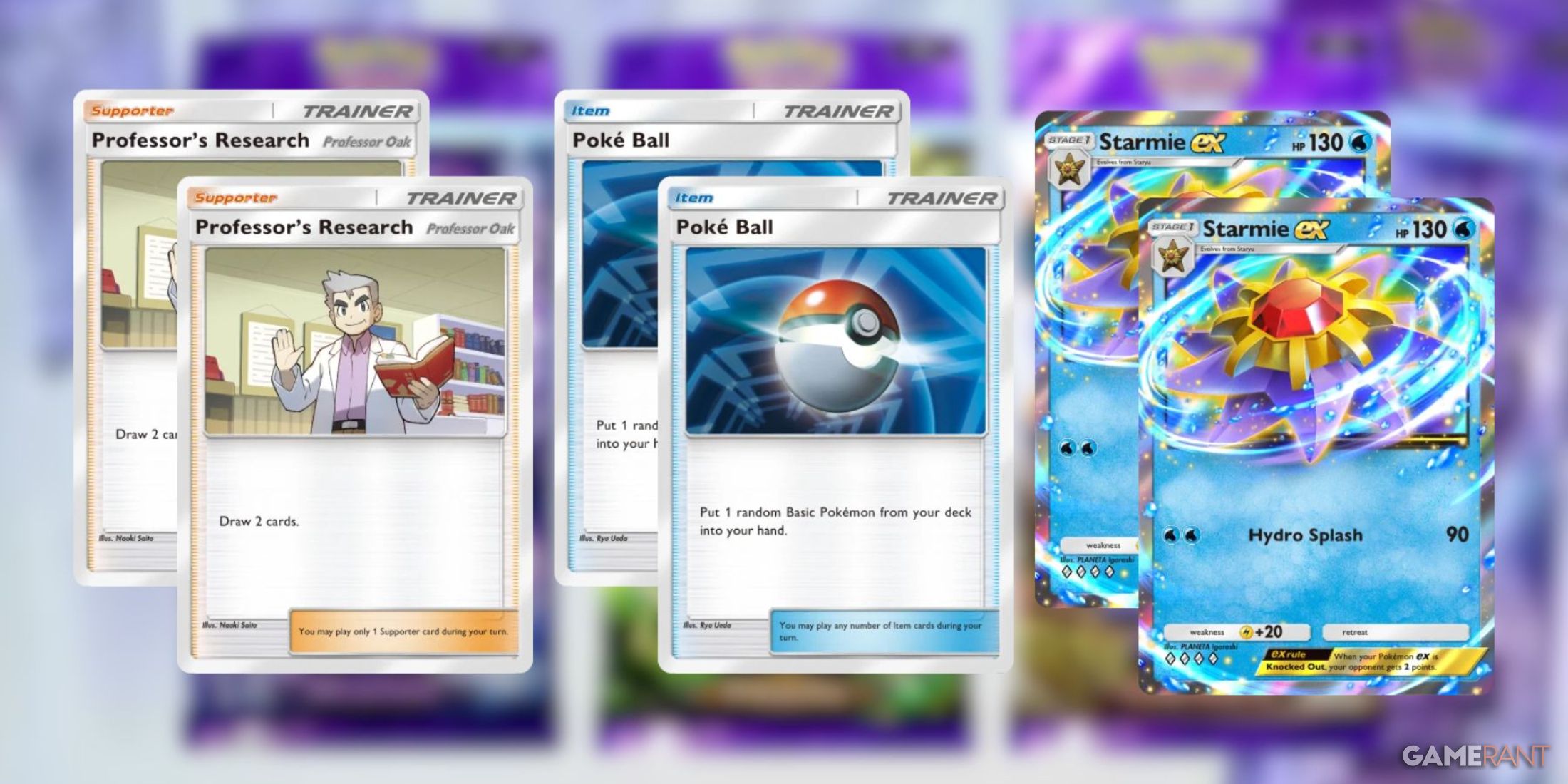 Two copies of Professor's Research, Poké Ball and Starmie ex in Pokémon TCG Pocket