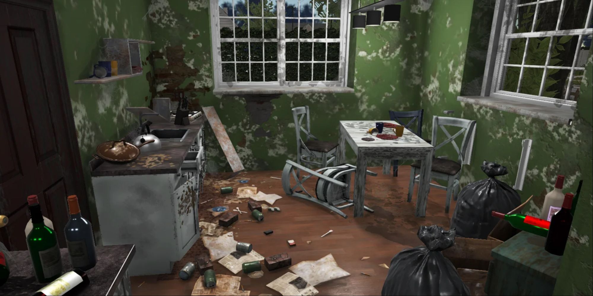 A messy room in House Flipper