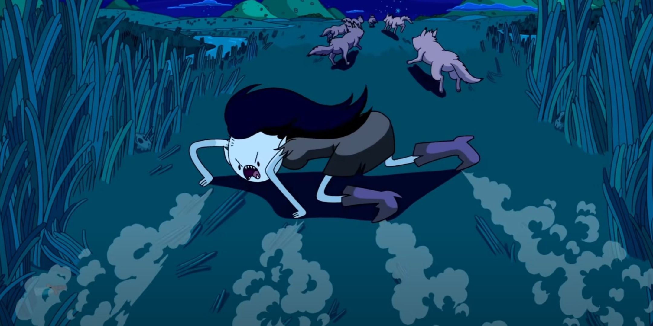 Marceline the Vampire Queen does an Akira Slide in Adventure Time.