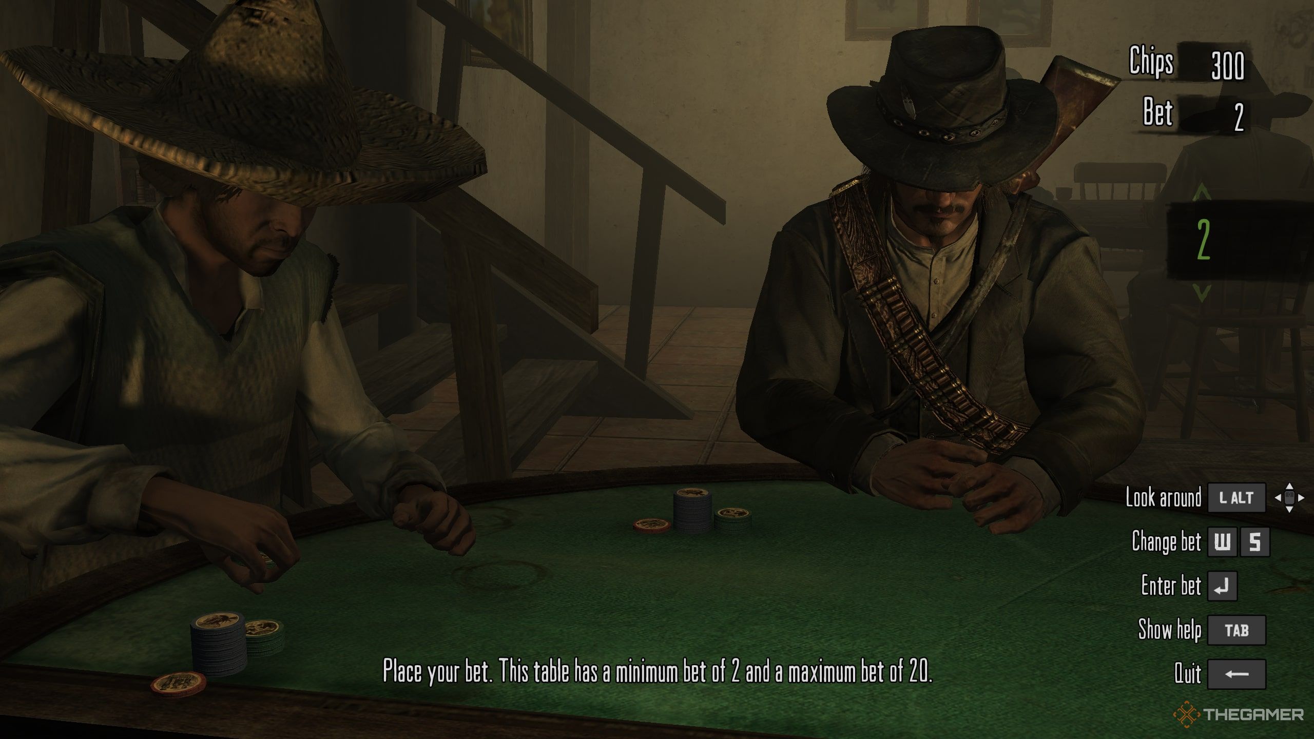 Jack Marston playing blackjack inside a bar in Red Dead Redemption. 