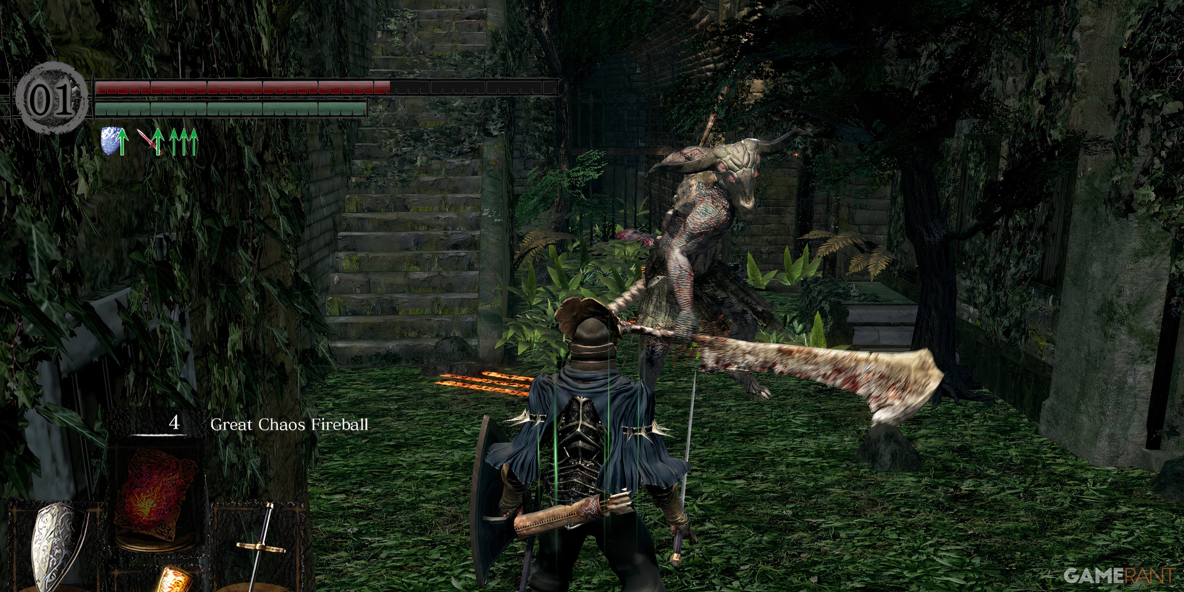 10 Hardest Demon Bosses in the Dark Souls Series Capra Demon swings weapons at player