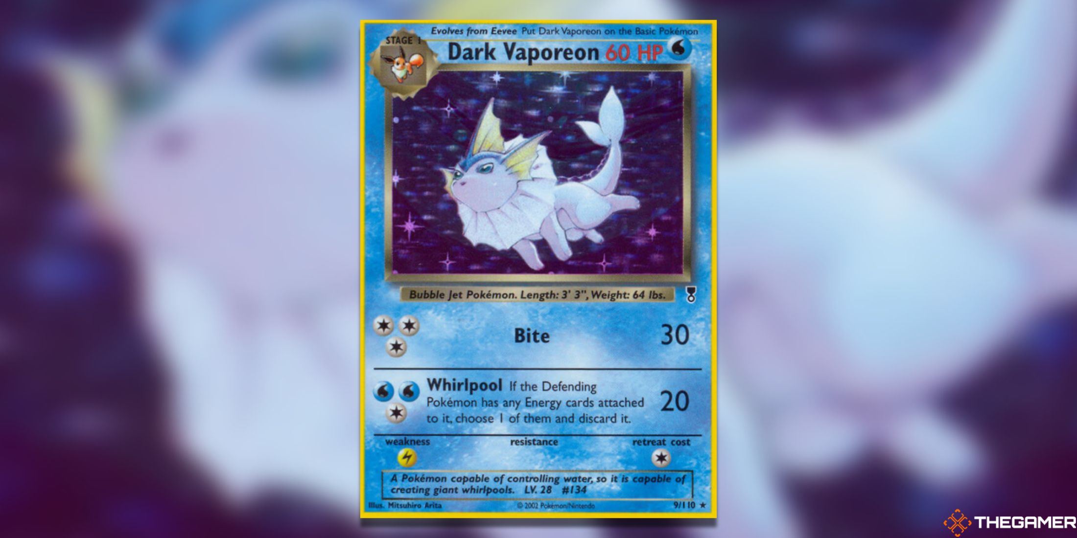 The Vaporeon Holo from Legendary Collection in the Pokemon TCG.