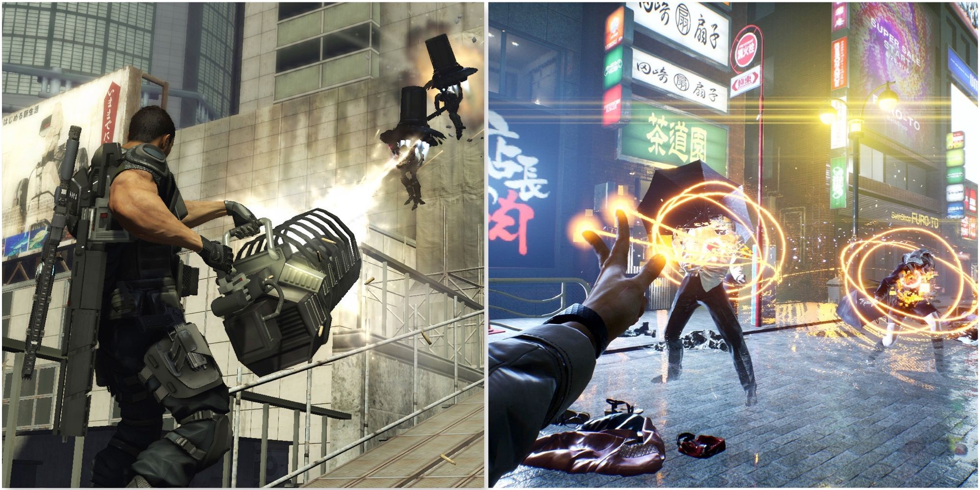 Fighting enemies in Binary Domain and Ghostwire Tokyo