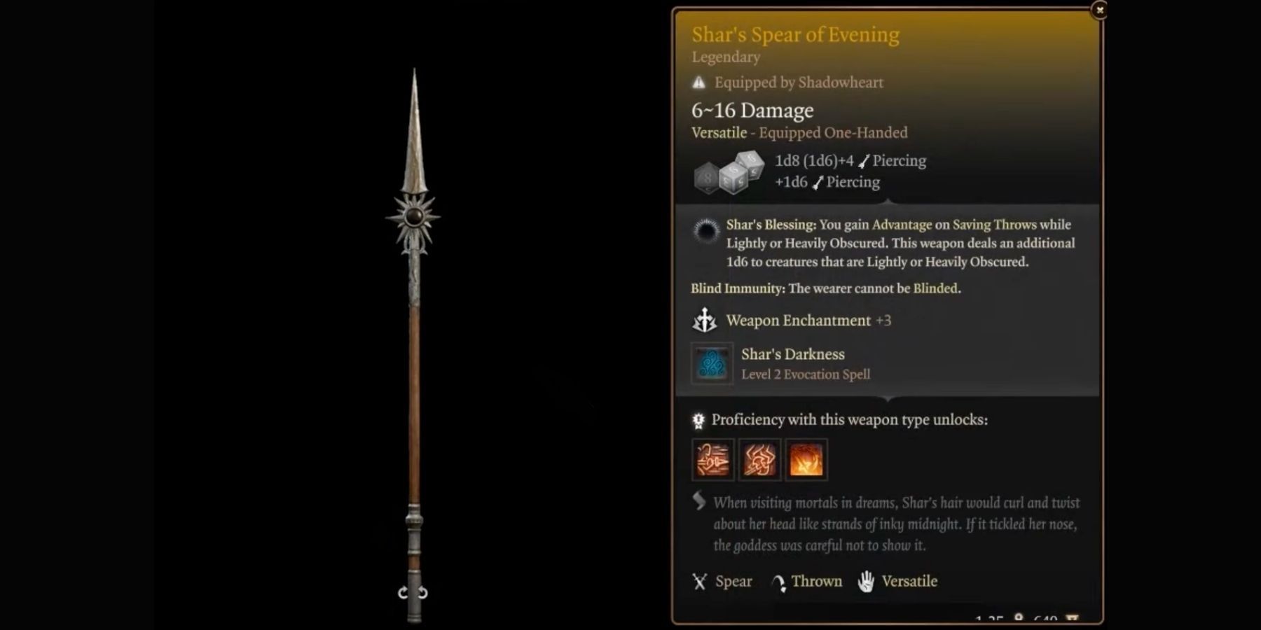 Shar's Spear of Evening in Baldur's Gate 3