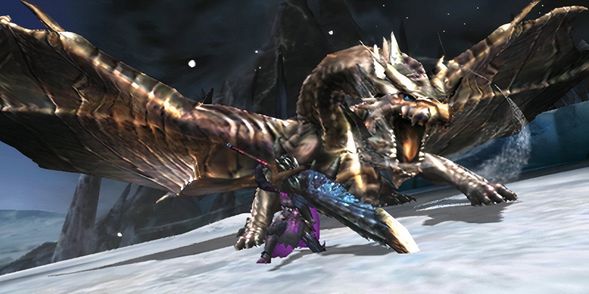 Rusted Kushala Daora fighting hunter.