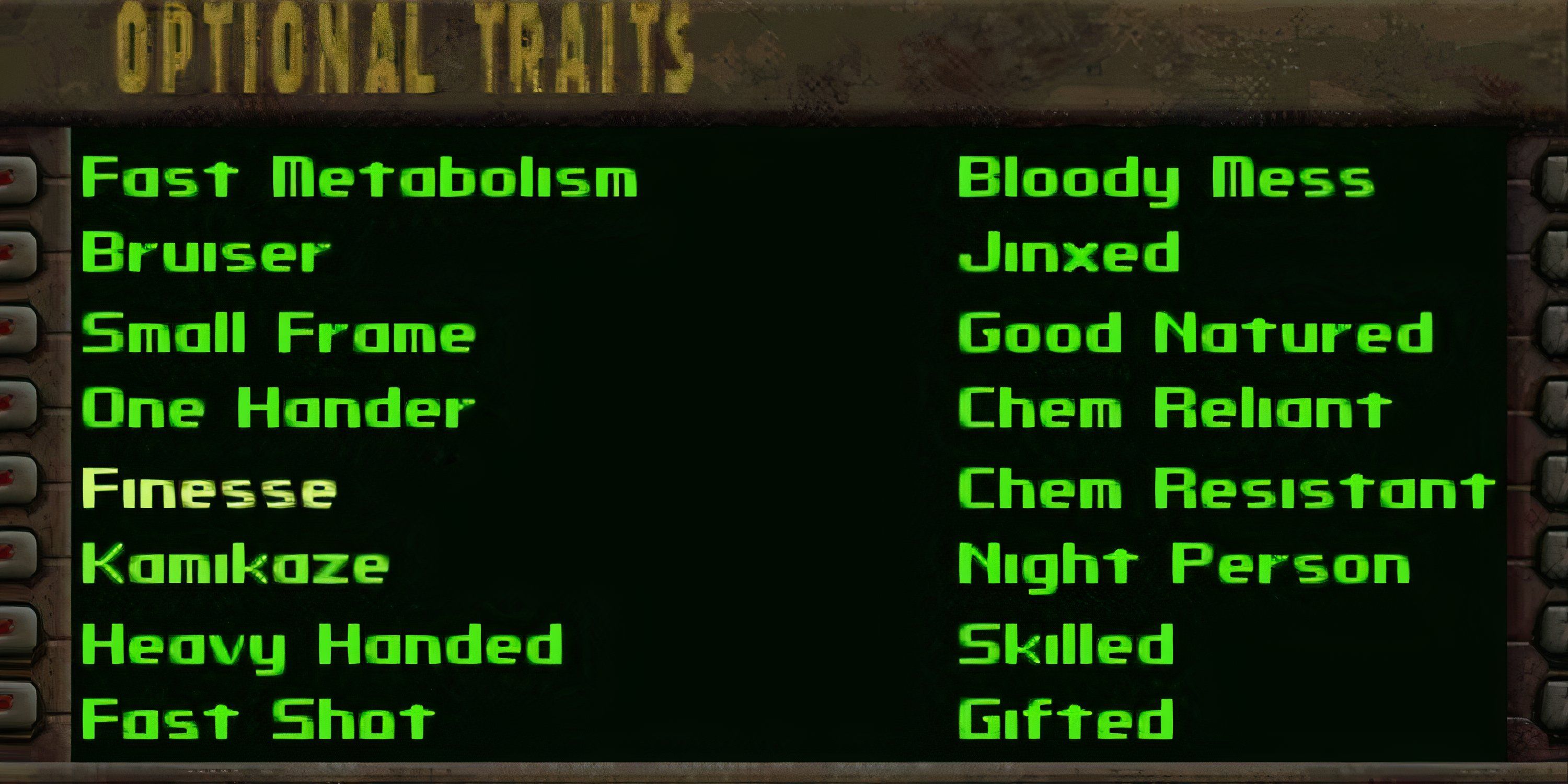 Fallout - Traits list